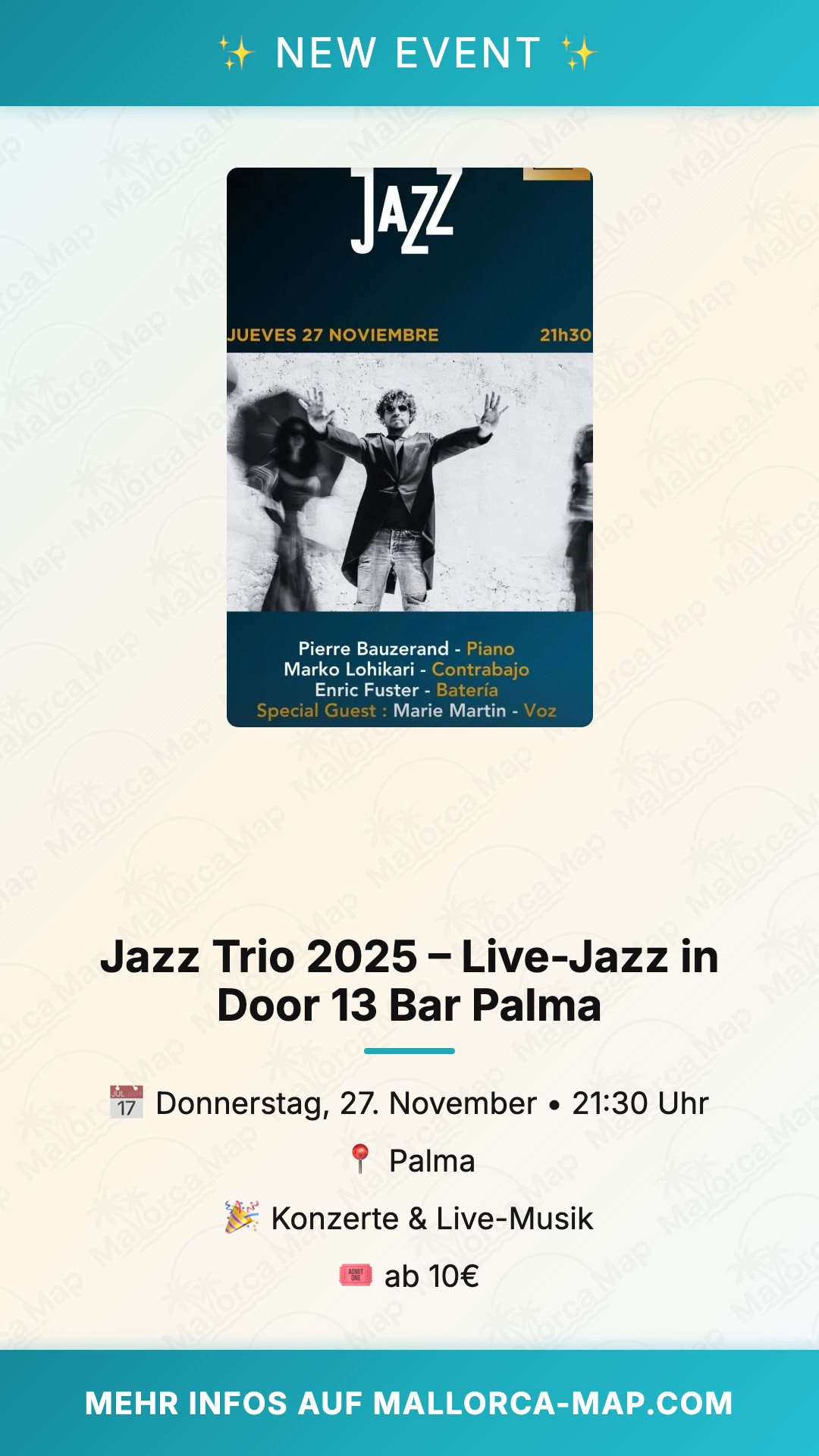 Jazz Trio 2025 – Live-Jazz In Door 13 Bar Palma - Bild 1
