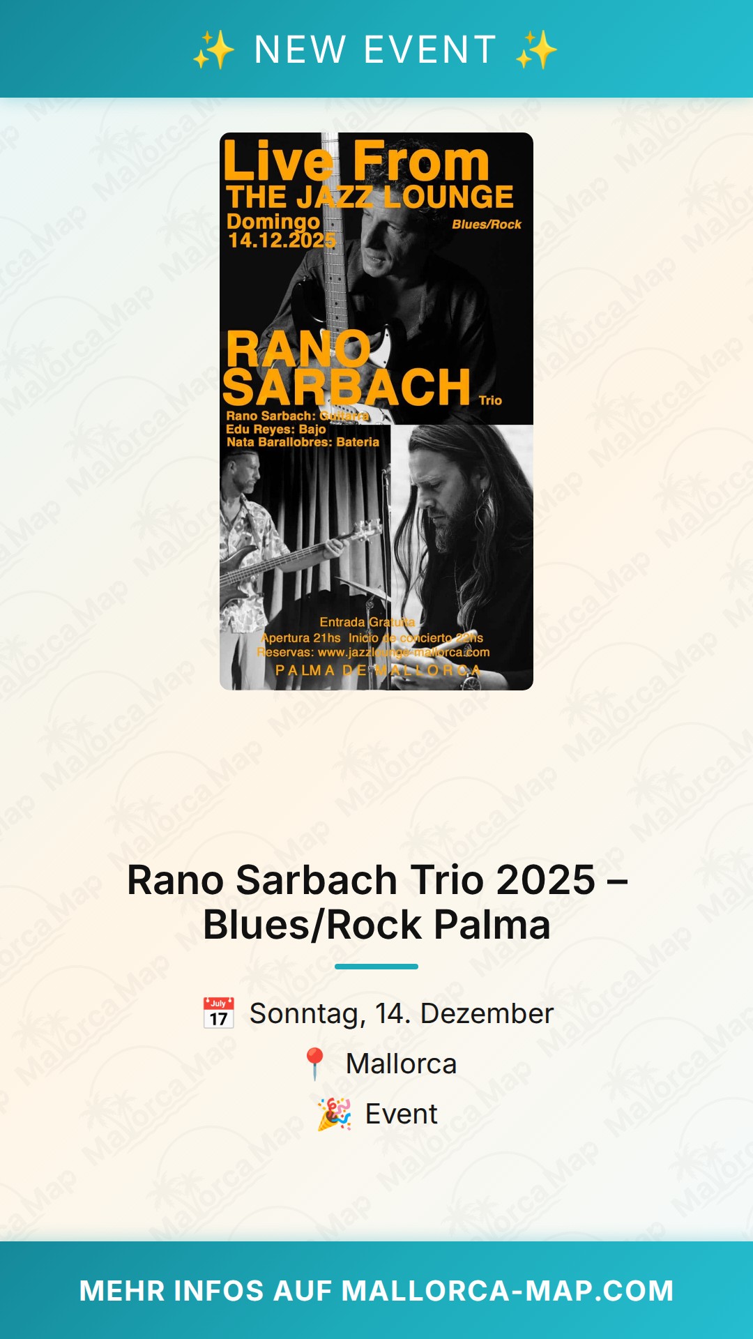 Rano Sarbach Trio 2025 – Blues/rock Live Palma - Bild 1